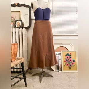 Vintage Brown Suede Maxi Skirt